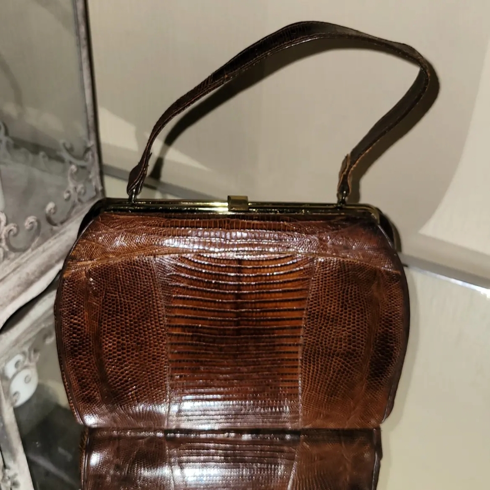 Vintage Brown Lizardskin Handbag